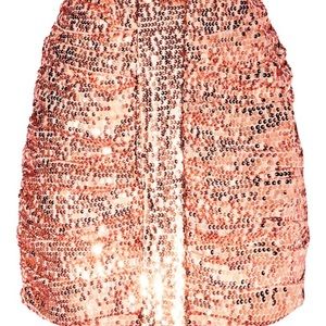 PrettyLittleThing Rose Gold Sequin Ruched Mini Skirt